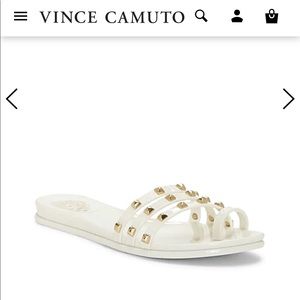 Vince Camuto Elishenta Slipper Studded Sandal Slide Crisp White‎ Size 11